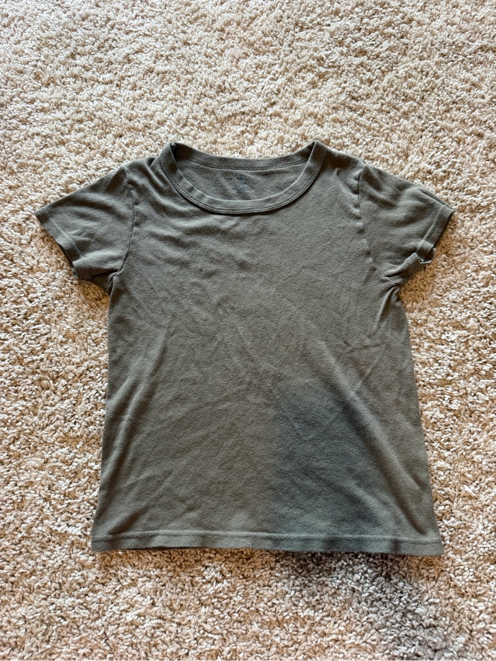 Brandy Melville Basic Olive Green Short Sleeve Tee